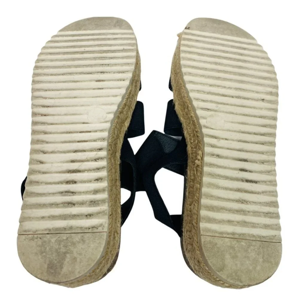 Madden Girl Black Elastic Strap Espadrille Wedge Sandals Sz 7